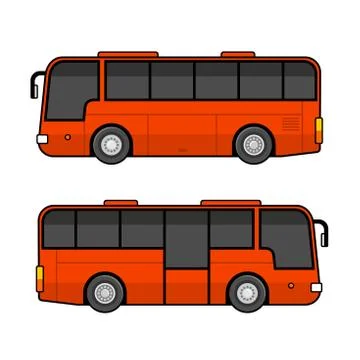 Red Bus Template Set on White Background. Vector Stock Illustration