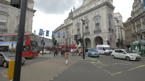 Red buses on Regent Street in London Stock Footage
