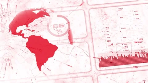 Red business info graphics with digital technology earth globe animation Stock Footage 337193319