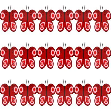 Red butterflies decorative pattern Stock Illustration