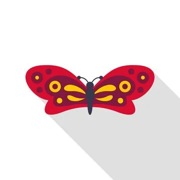 Red butterfly insect flat design illustration Illustrazione stock