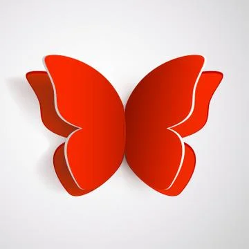 Red butterfly with shadow Stock Illustration