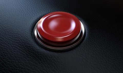 Red Button On Black Leather Stock Illustration