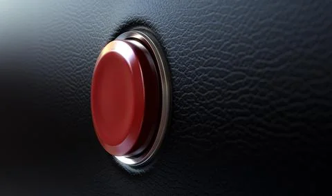 Red Button On Black Leather Ilustración de archivo