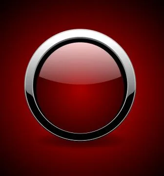 Red button chrome metallic, vector illustration Stock Illustration