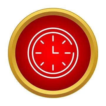 Red button clock icon showing time deadline Stock Illustration
