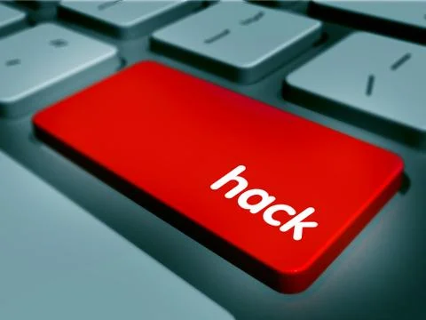 Red Button on Computer Keyboard. 3D render. Stock Illustration