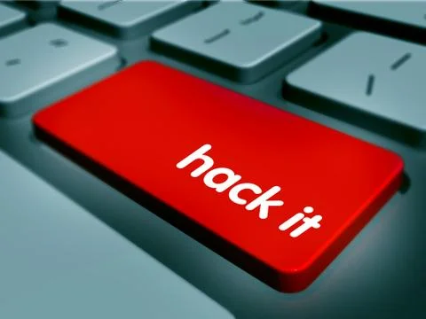 Red Button on Computer Keyboard. 3D render. イラスト素材