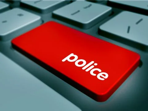 Red Button on Computer Keyboard. 3D render. Stock Illustration