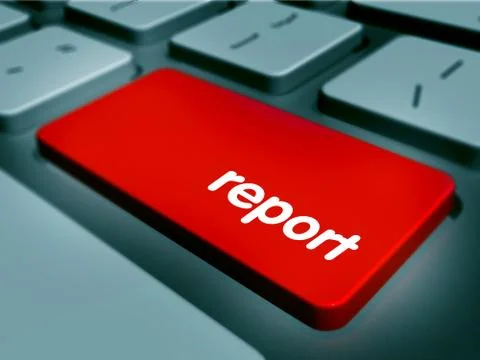 Red Button on Computer Keyboard. 3D render. Stock Illustration