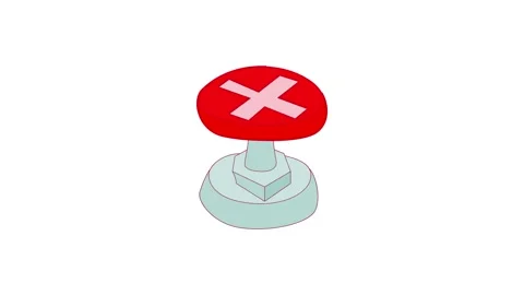 Red button with cross sign icon animation Stock Footage 168940902