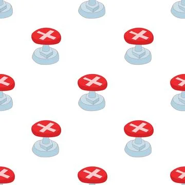 Red button with cross sign pattern seamless vector Stock Illustration