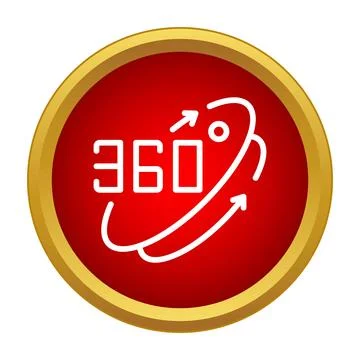 Red button displaying 360 degree rotation icon 库存插图