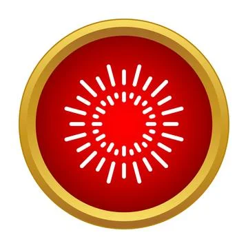 Red button displaying abstract radiating light burst icon Ilustración de archivo