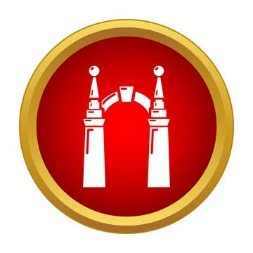 Red button displaying architectural archway icon イラスト素材