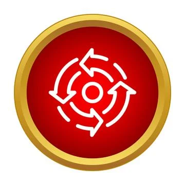 Red button displaying circular refresh update process arrows イラスト素材