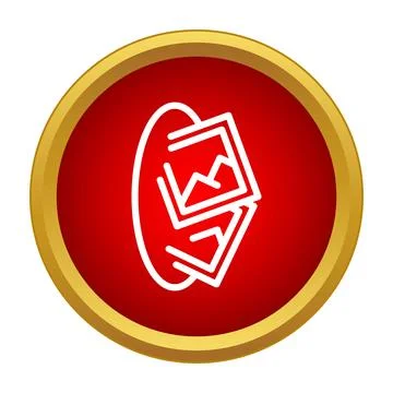 Red button displaying images gallery icon Stock Illustration