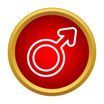 Red button displaying male gender symbol icon Stockillustratie