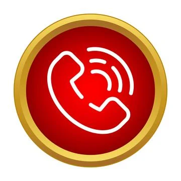 Red button displaying ringing phone symbol for communication Stockillustratie