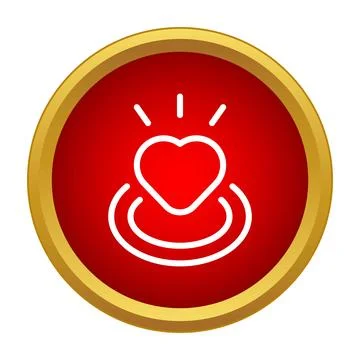 Red button displaying a shining heart icon Stock Illustration