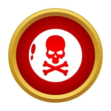 Red button displaying a skull and crossbones symbol Stock Illustration