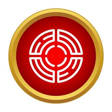 Red button displaying target aim and goal icon Stock Illustration