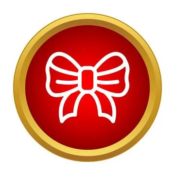 Red button displaying a white gift bow outline 스톡 일러스트