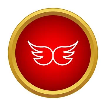 Red button displaying white wings, conveying freedom icon Stock Illustration