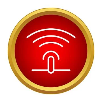 Red button displaying a wireless network signal icon Stockillustratie