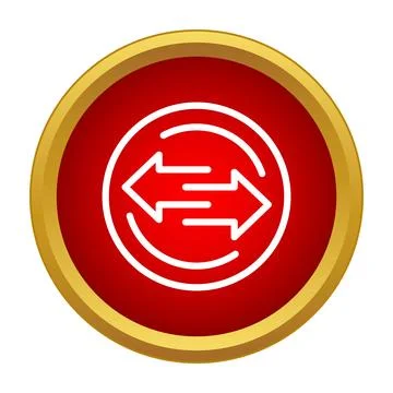Red button with exchange transfer arrows icon Stock Illustration