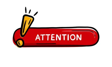 Red button with exclamation mark, text attention Stock Illustration