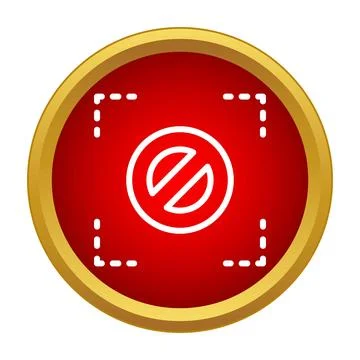 Red button featuring prohibition no entry sign Stock Illustration