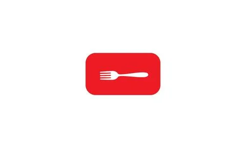 Red button with fork logo vector icon illustration design Stock Illustration