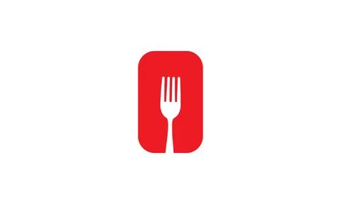 Red button with fork logo vector icon illustration design Stock Illustration