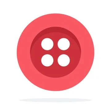 Red button with four holes vector flat isolated Stock Illustration