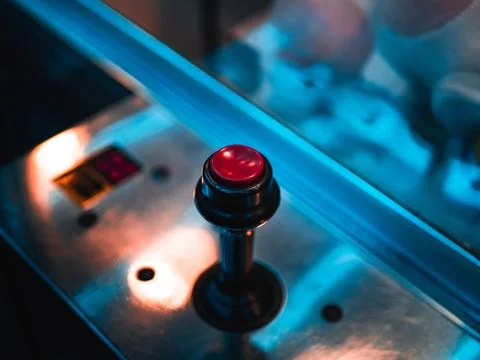 Red Button of Funfair Game Stock Photos