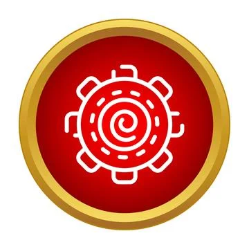 Red button gear mechanism with central spiral design Stock Illustration