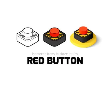 Red button icon in different style Stock Illustration