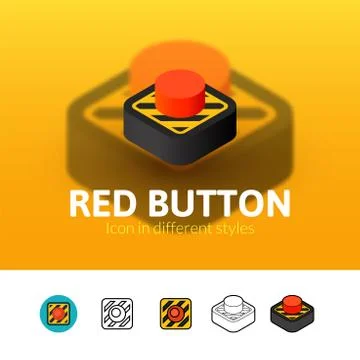 Red button icon in different style Stock Illustration
