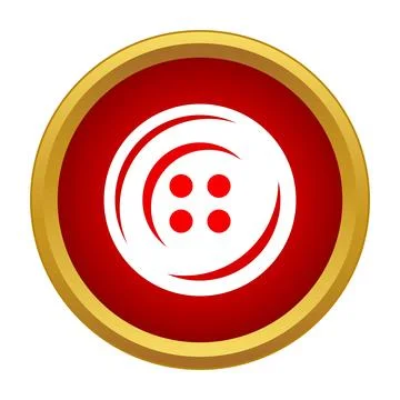 Red button icon inside golden circle Stock Illustration
