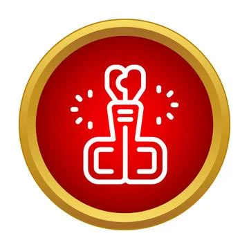 Red button icon showing cutting scissors illustration Stock Illustration
