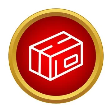Red button icon showing delivery box parcel Illustrazione stock