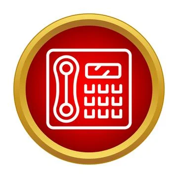 Red button icon showing office telephone communication Stock Illustration
