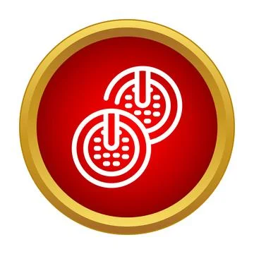 Red button icon showing two power symbols Stock Illustration