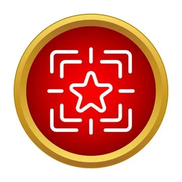 Red button icon showing a white star within a target symbol Stock Illustration