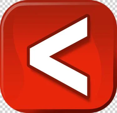Red button of less than symbol Stock Photos
