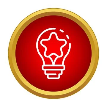 Red button lightbulb displaying star icon symbolizing idea Illustrazione stock