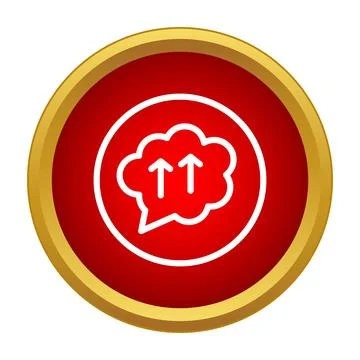 Red button message icon with upward arrows Stock Illustration