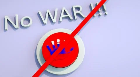 Red button. No nuclear war. Save the world. Do not push. Say no to war. Stock Illustration