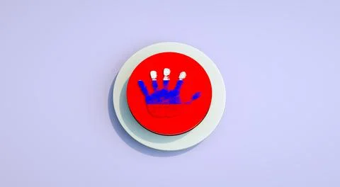 Red button. No nuclear war. Save the world. Do not push. Say no to war. Stock Illustration